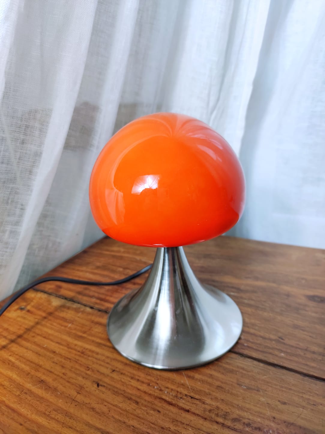 Small orange vintage mushroom lamp