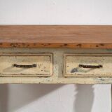Table ancienne en bois massif blanc (France, vers 1900)