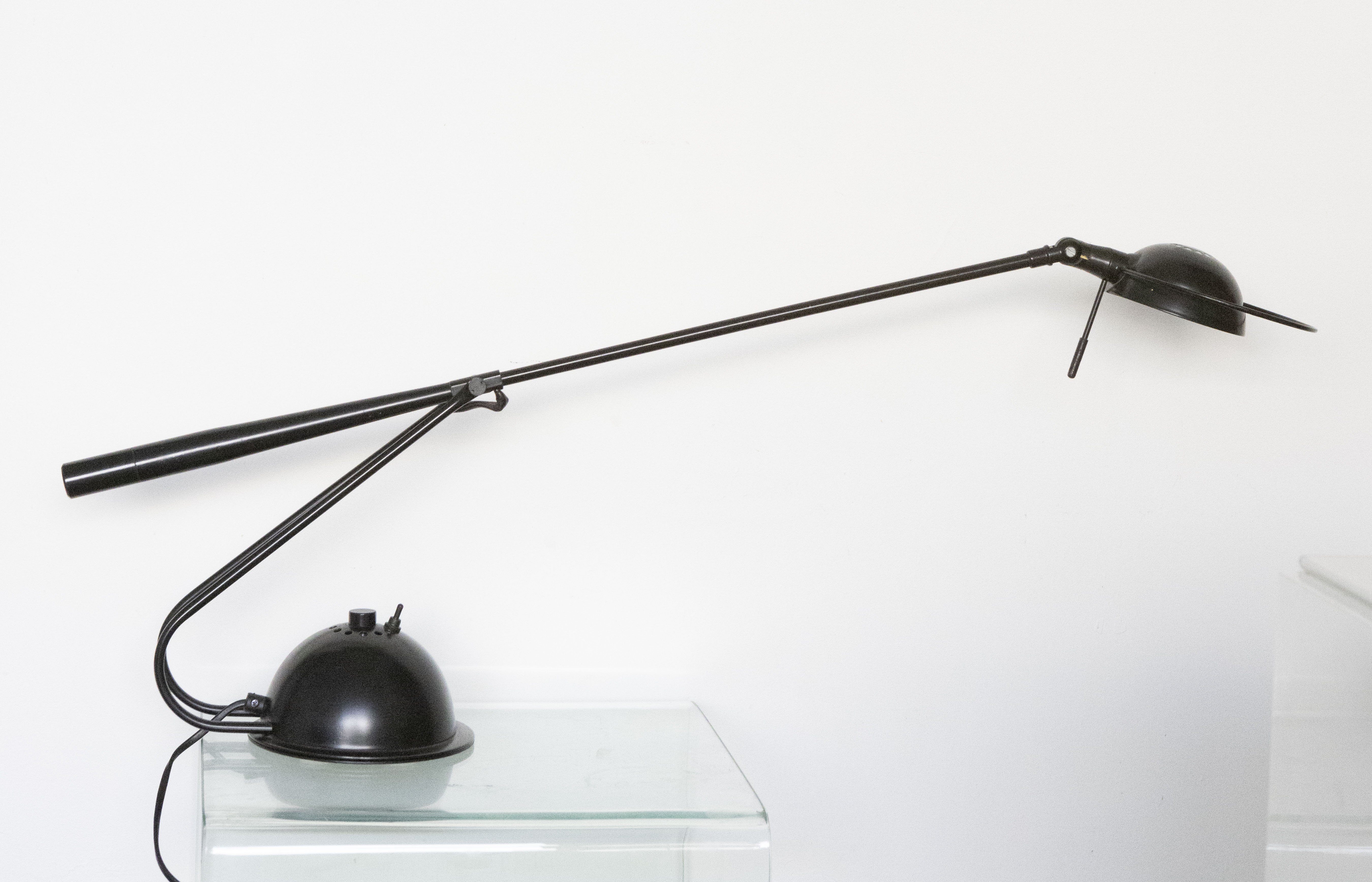 Vintage balance lamp aluminor black lacquered metal