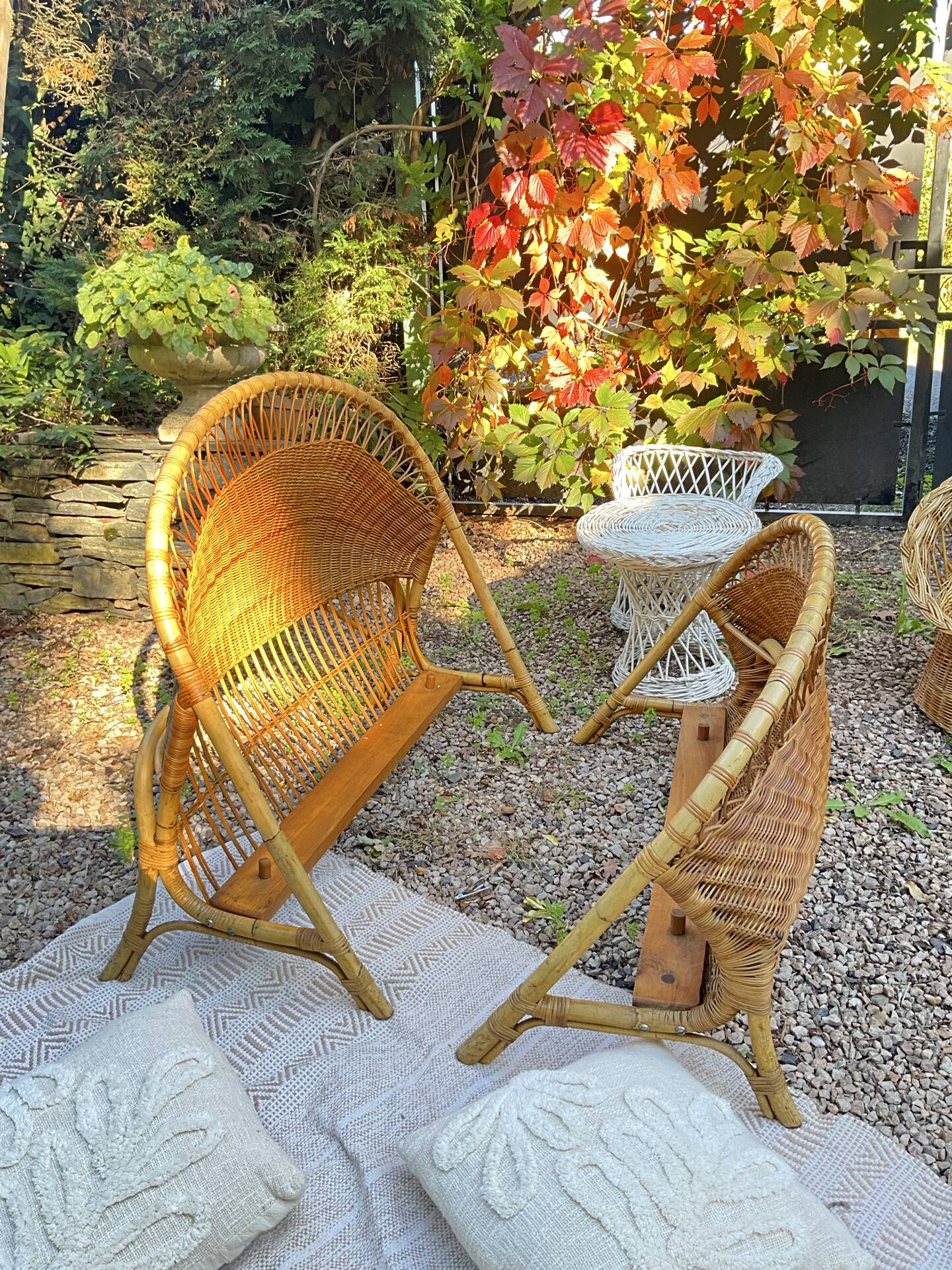 Vintage seventies rattan children's basket.