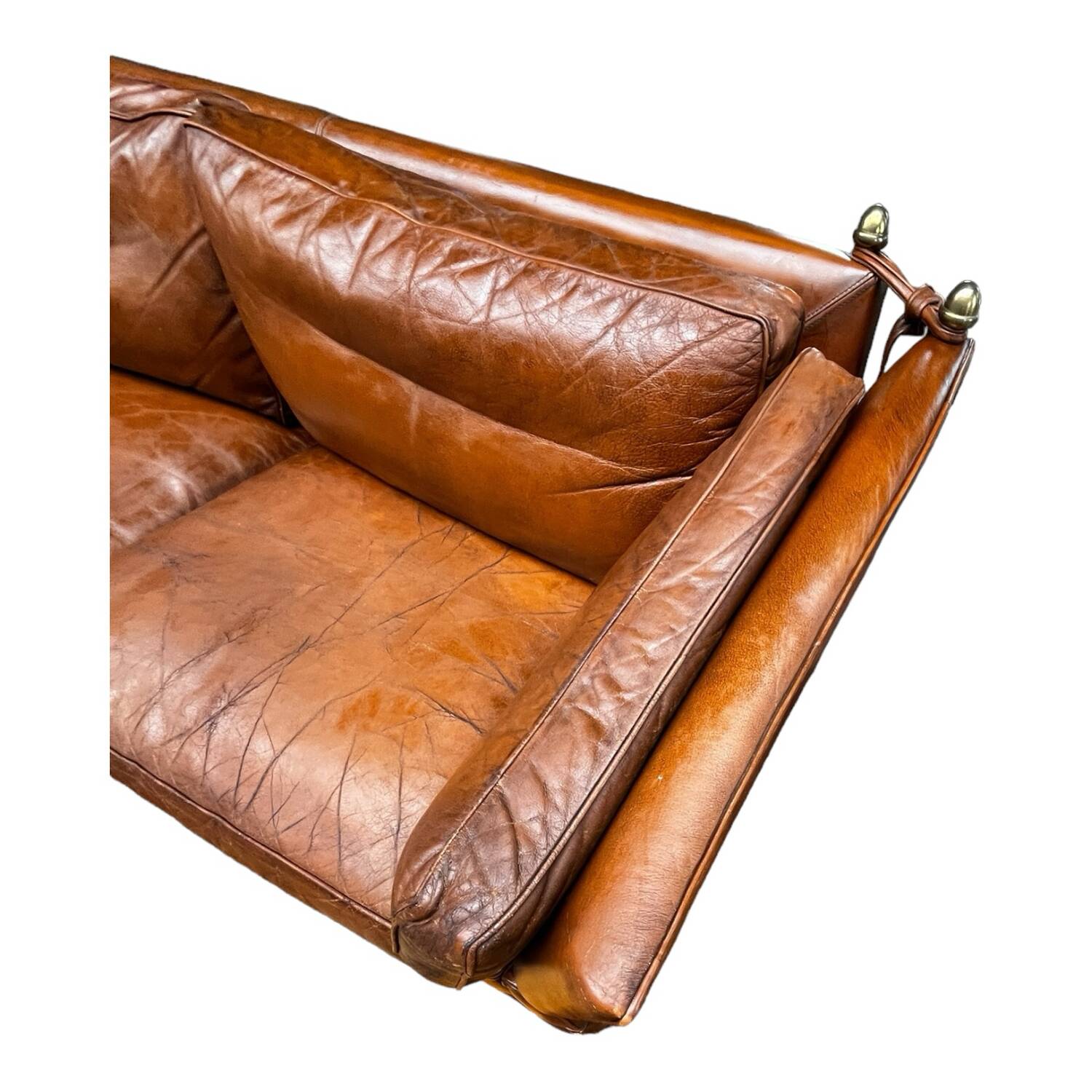 Canapé confortable en cuir véritable avec pieds de support