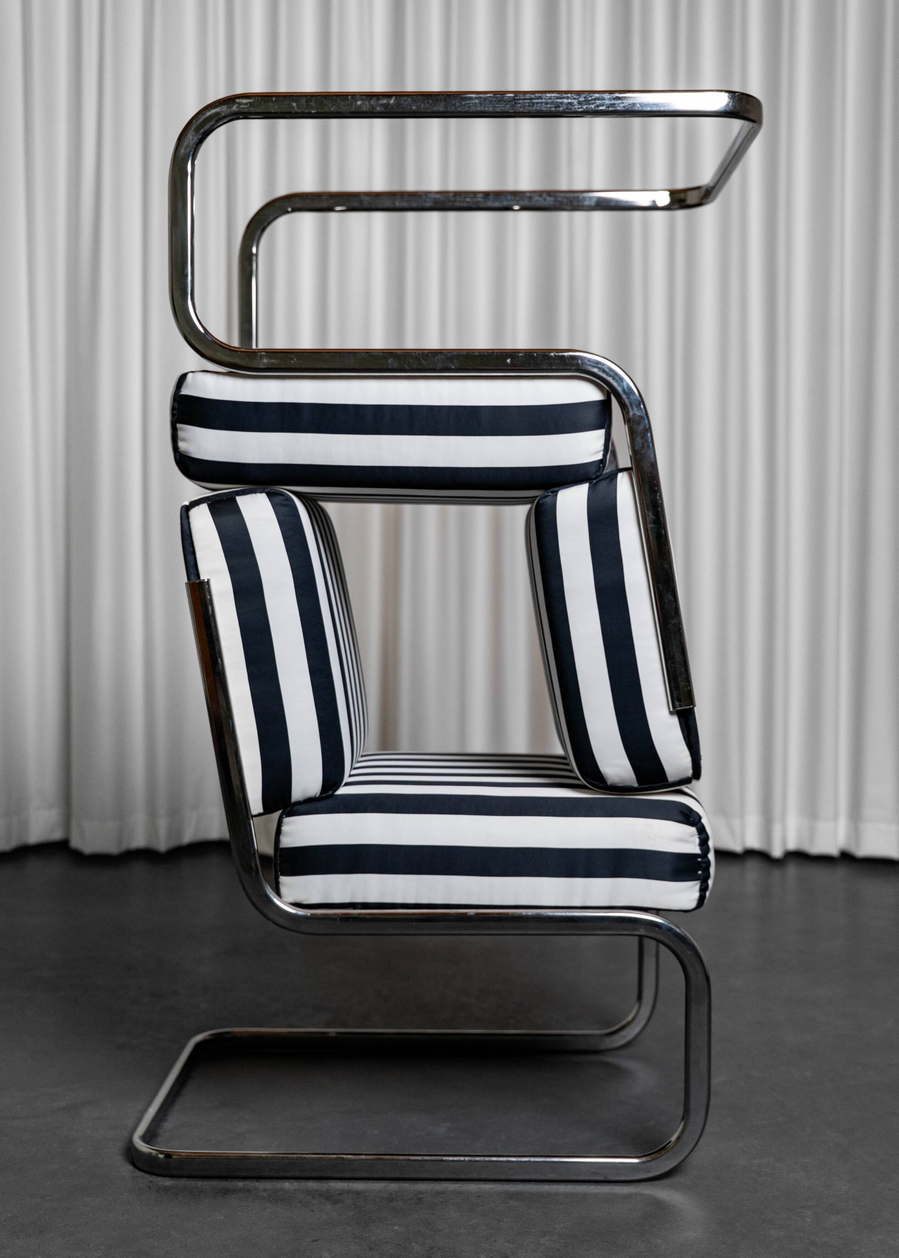 Pair of Seventies stripe armchairs