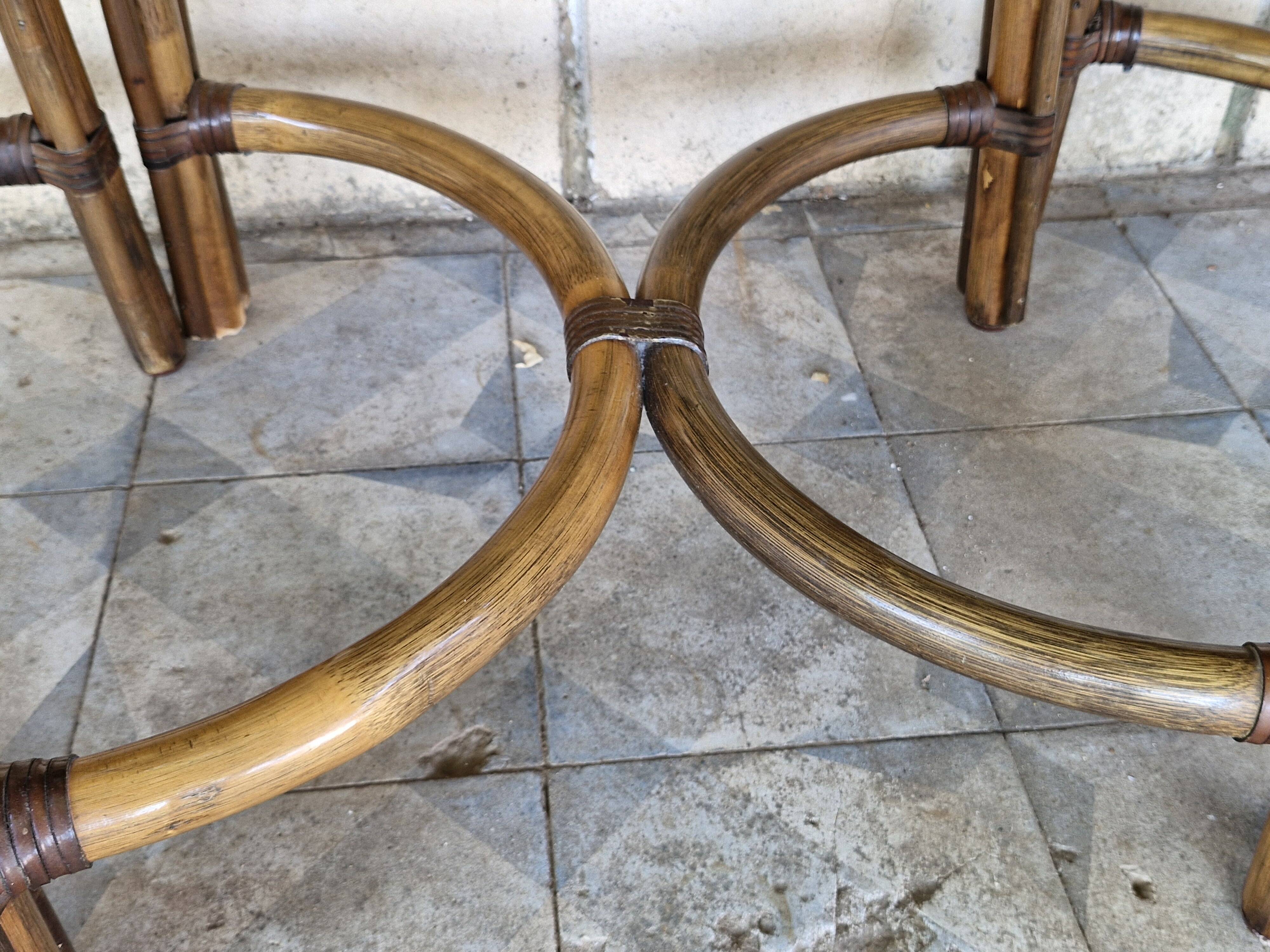 4 vintage 70s bamboo armchairs in the Maugrion Roche Bobois style