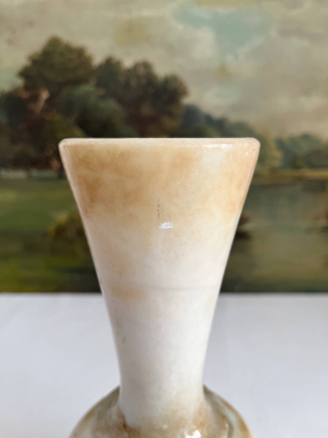Vintage alabaster-style resin vase