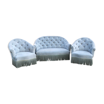 Living room old sofa and 2 armchairs model honeycomb toad