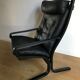 LOUNGE ARMCHAIR SIESTA BLACK LEATHER BY INGMAR RELLING FOR WESTNOFA
