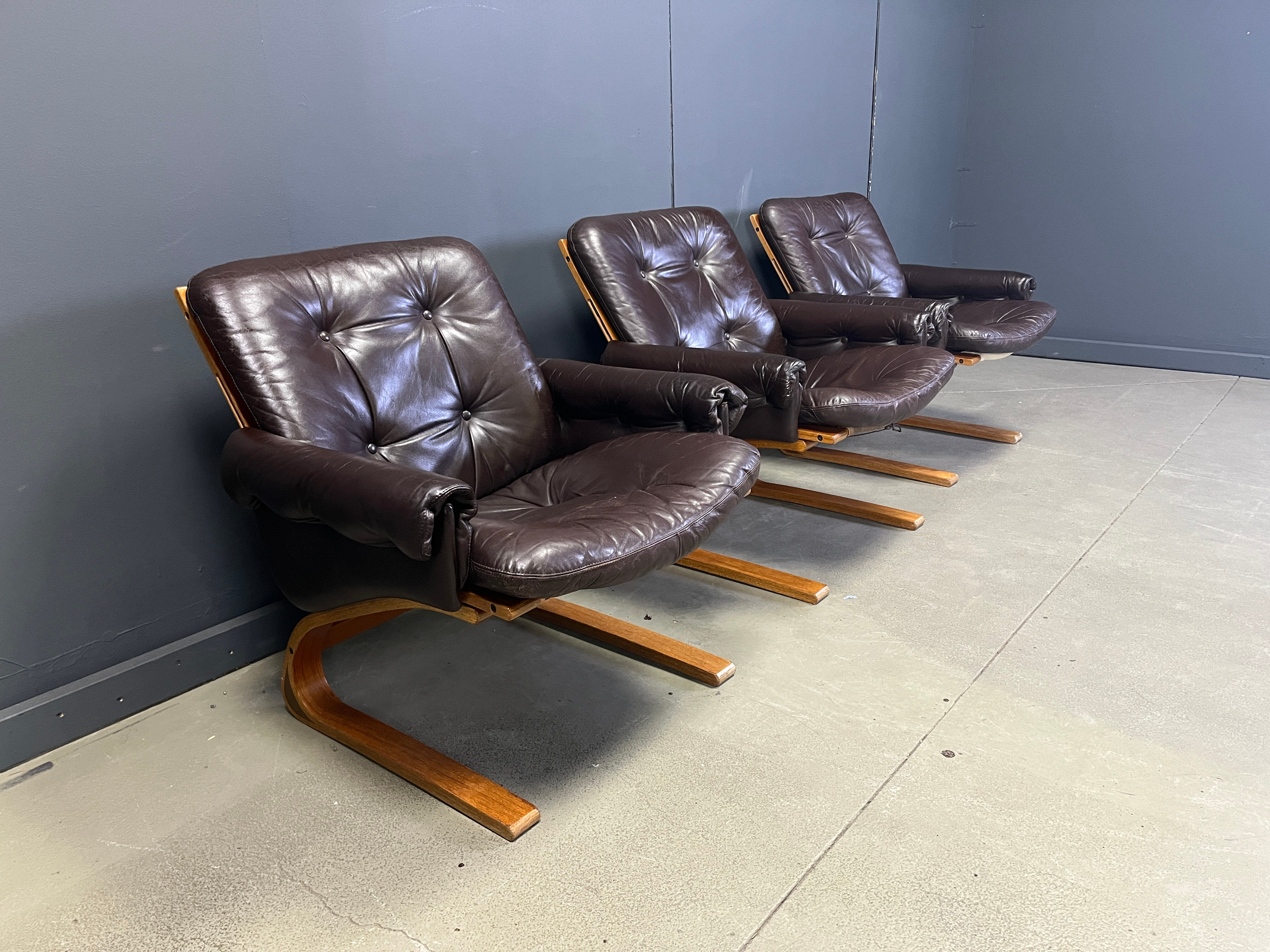 Elsa & Nordahl Solheim Kengu armchairs, set of 3 - 1960s