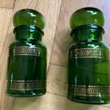 Vintage golden green apothecary jars