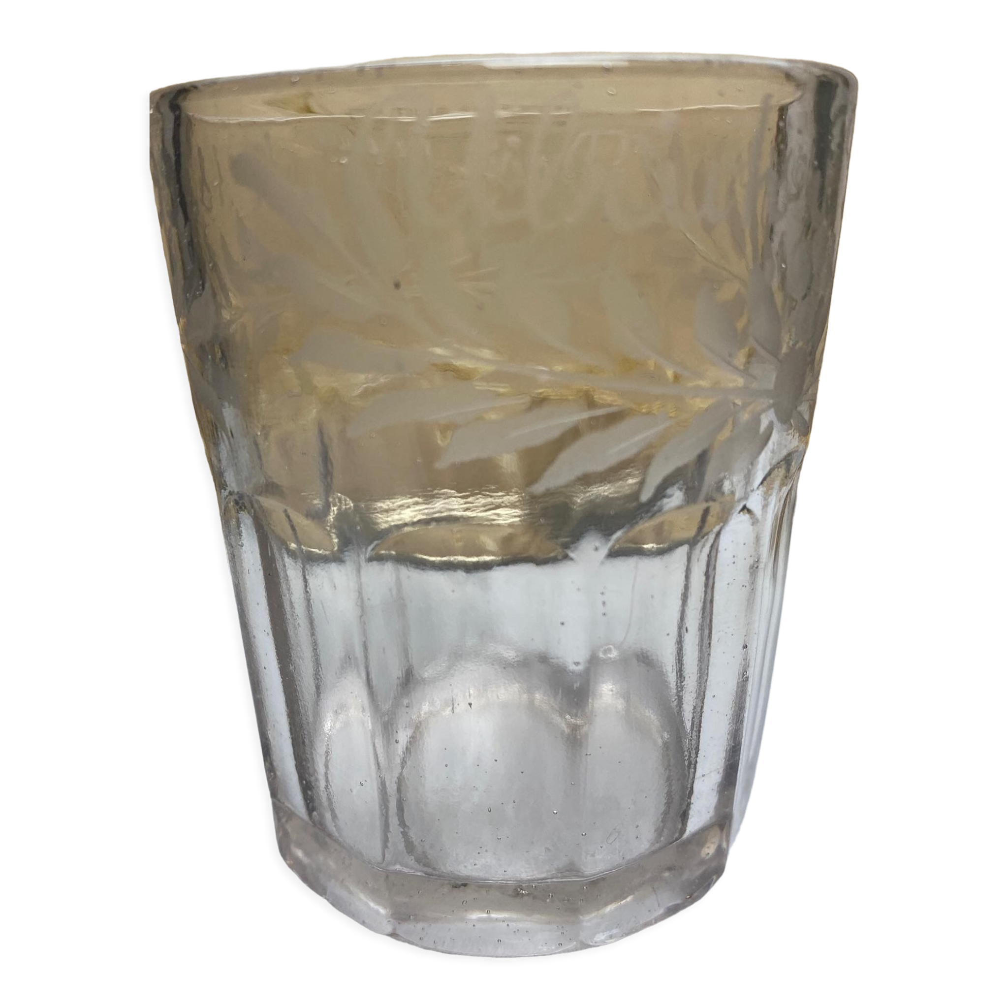 Vase de mariés gravé de 1889 en verre épais