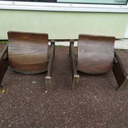 Pair of vintage antique wooden cinema chair s