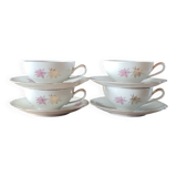 4 cups and saucers made of fine porcelain from Bavaria.