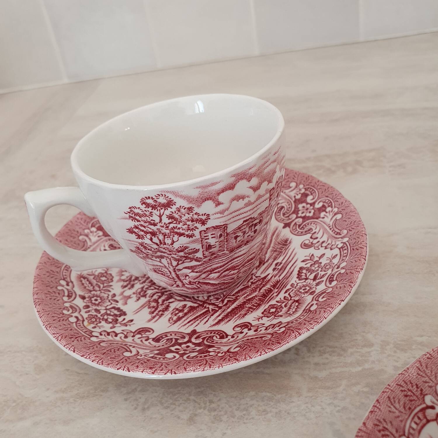 Tasses et sous-tasses Ironstone / service café thé Anglais "Olde Count
