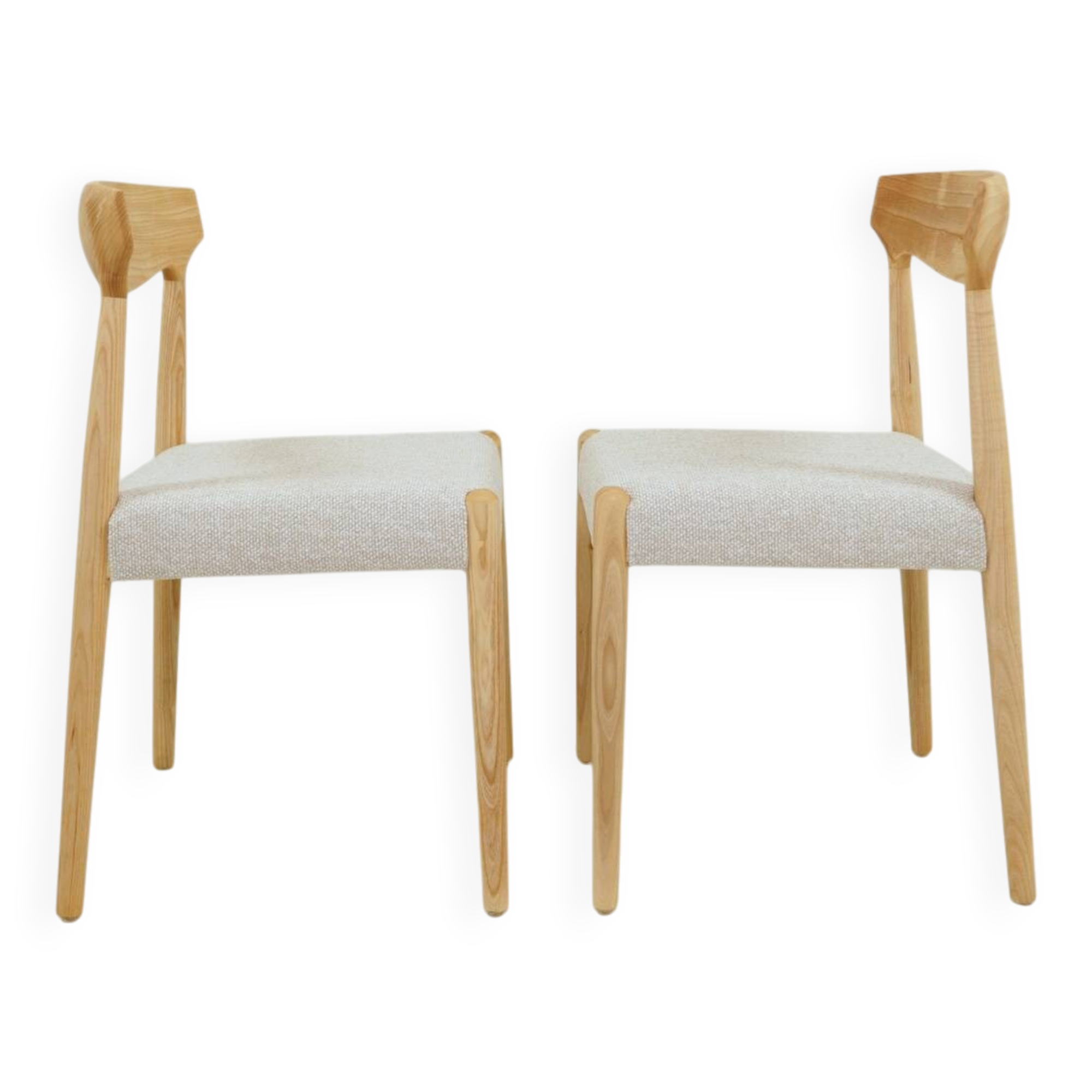 Pair of linen dining chairs