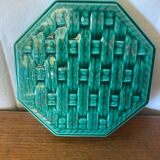 Antique DIGOIN Green Ceramic Trivet France