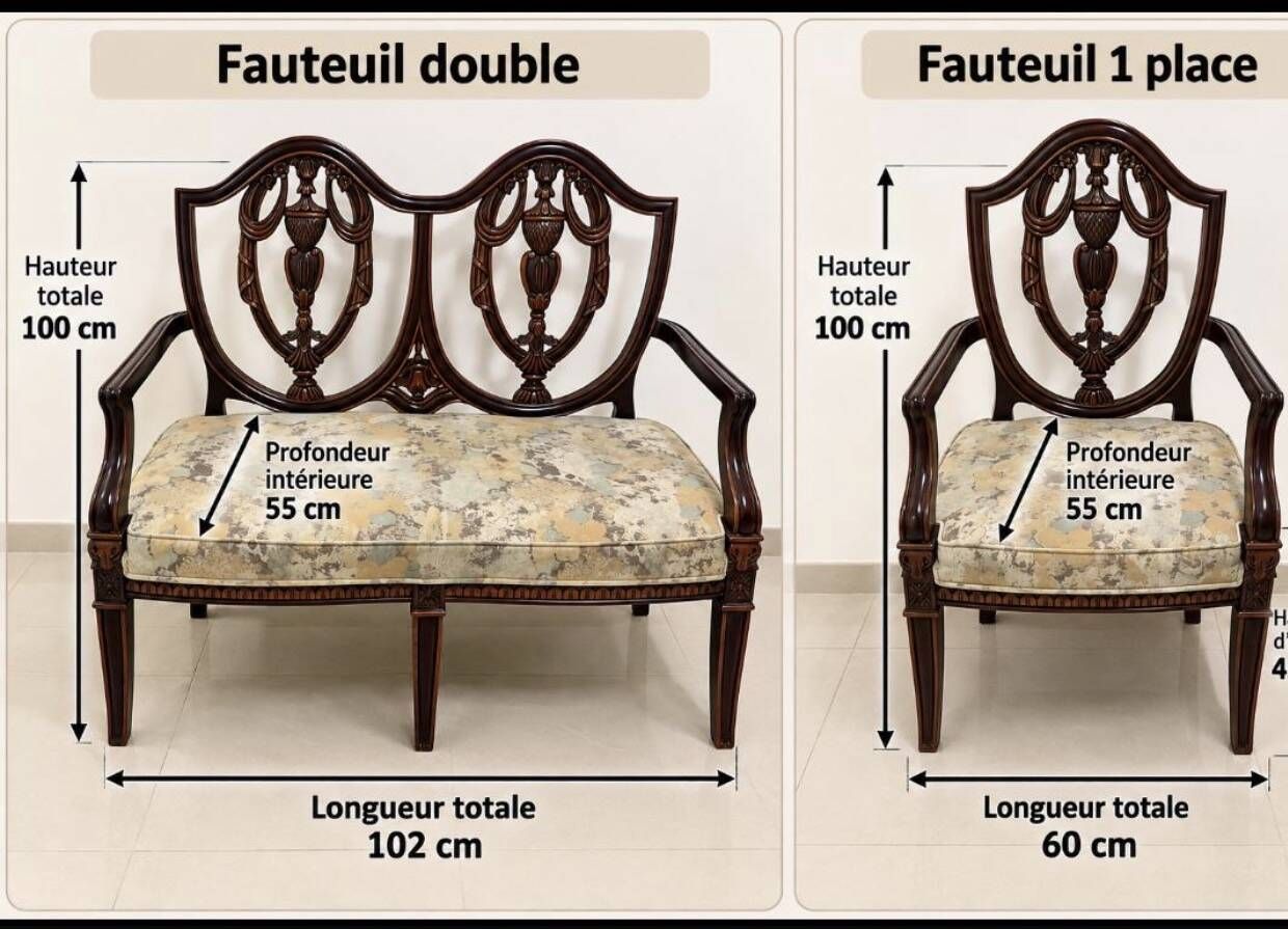 Set of carved wooden armchairs - Classic style - Chiniot, Pakistan