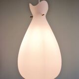 Set of 3 Scandinavian pendant lights in white satin glass, 1960s
