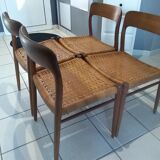 Designer Niels Otto Moller 1960's Suite of 4 Scandinavian Chairs