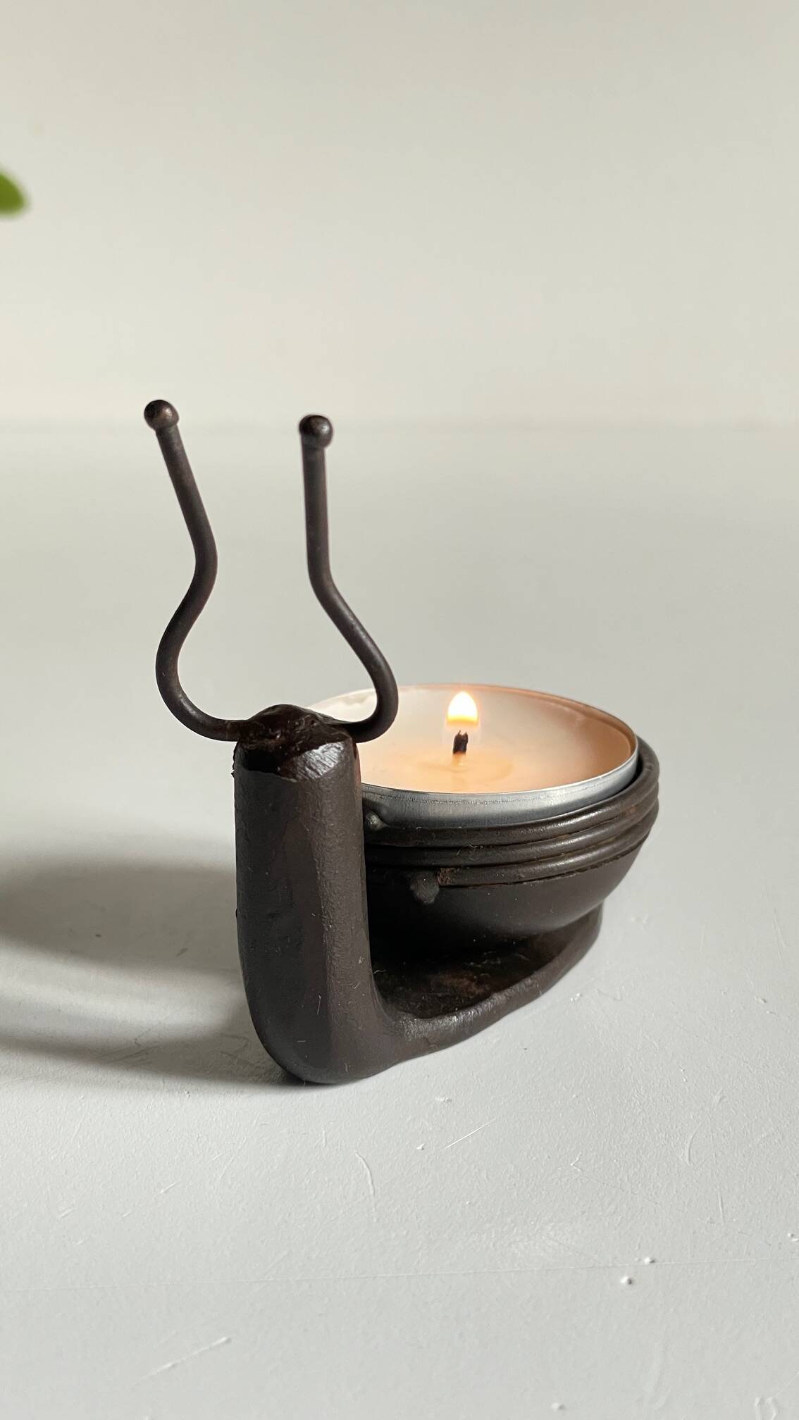 Brutalist vintage snail shape candle holder
