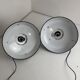 Pair of antique enamelled "mazda" suspensions 35 cm industrial