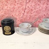 6 vintage white and gold porcelain teacups – 50s style – paste