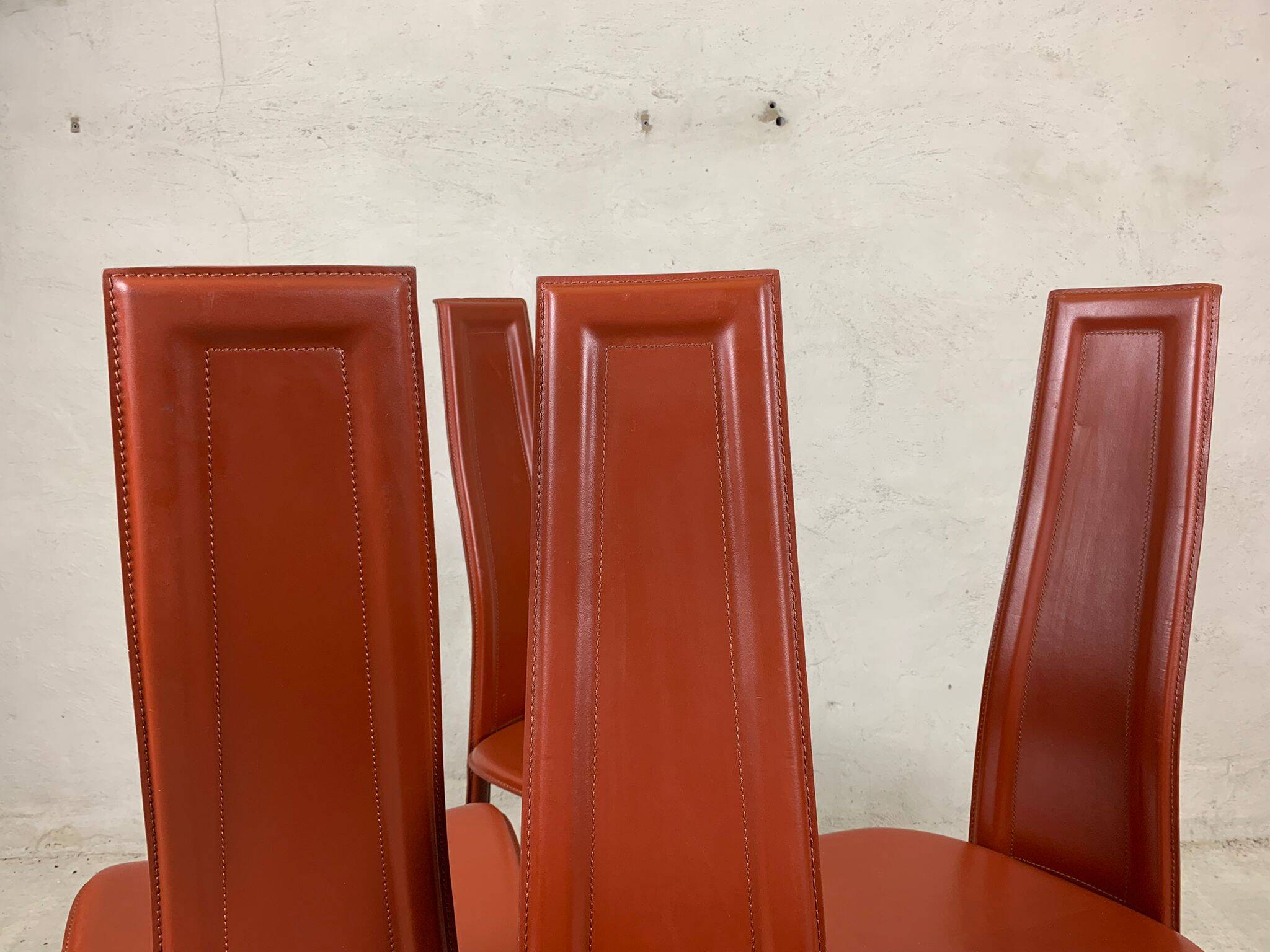 Set Of 6 High Back Dining Room Chairs By Arper