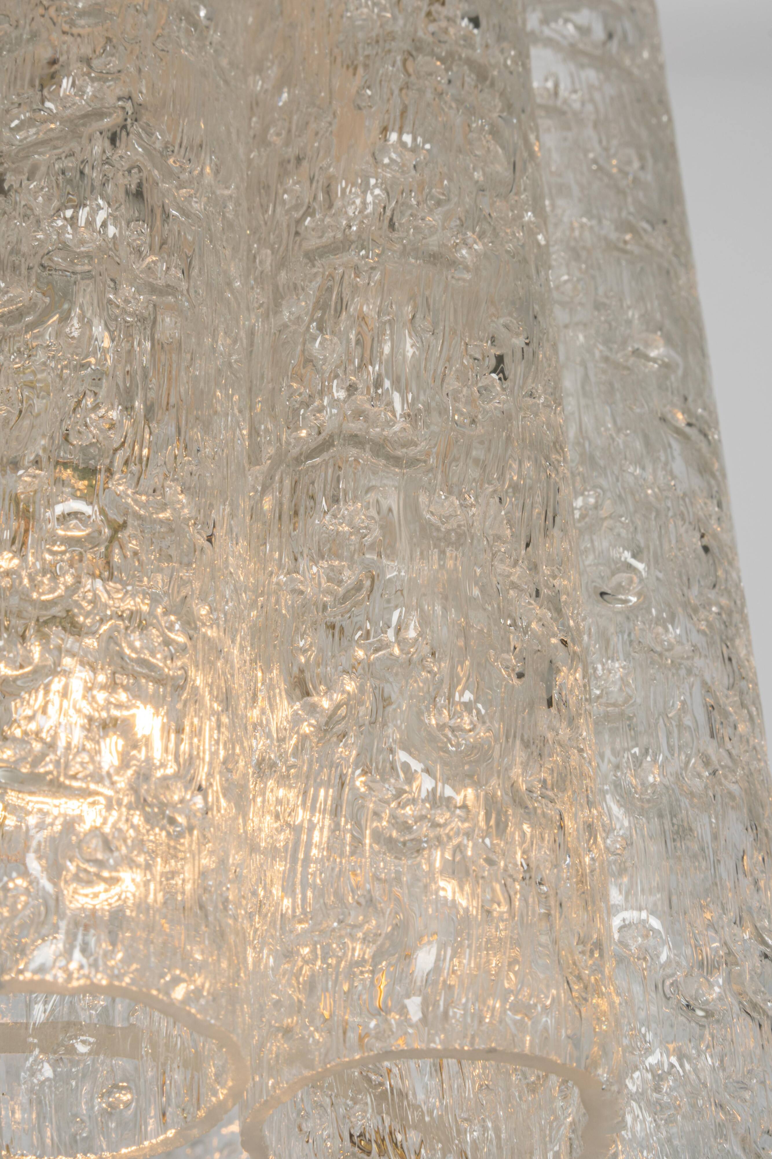 Pair of Murano glass tube pendants by Doria, Germany, 1960s.