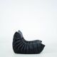 Togo set of chair and pouf in black shiny velvet