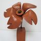 Lampe fleur bois massif vintage années
