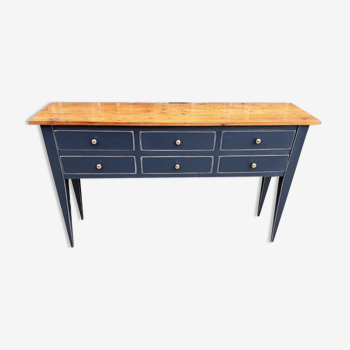 Blue wood console