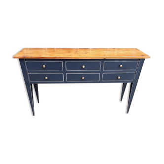 Blue wood console