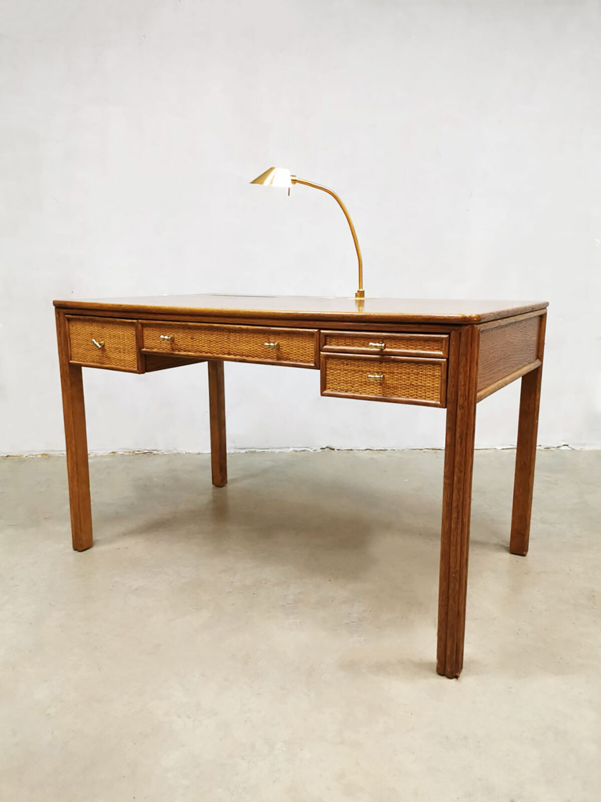 Vintage rattan caned desk Eleanor Forbes Mcguire San Francisco