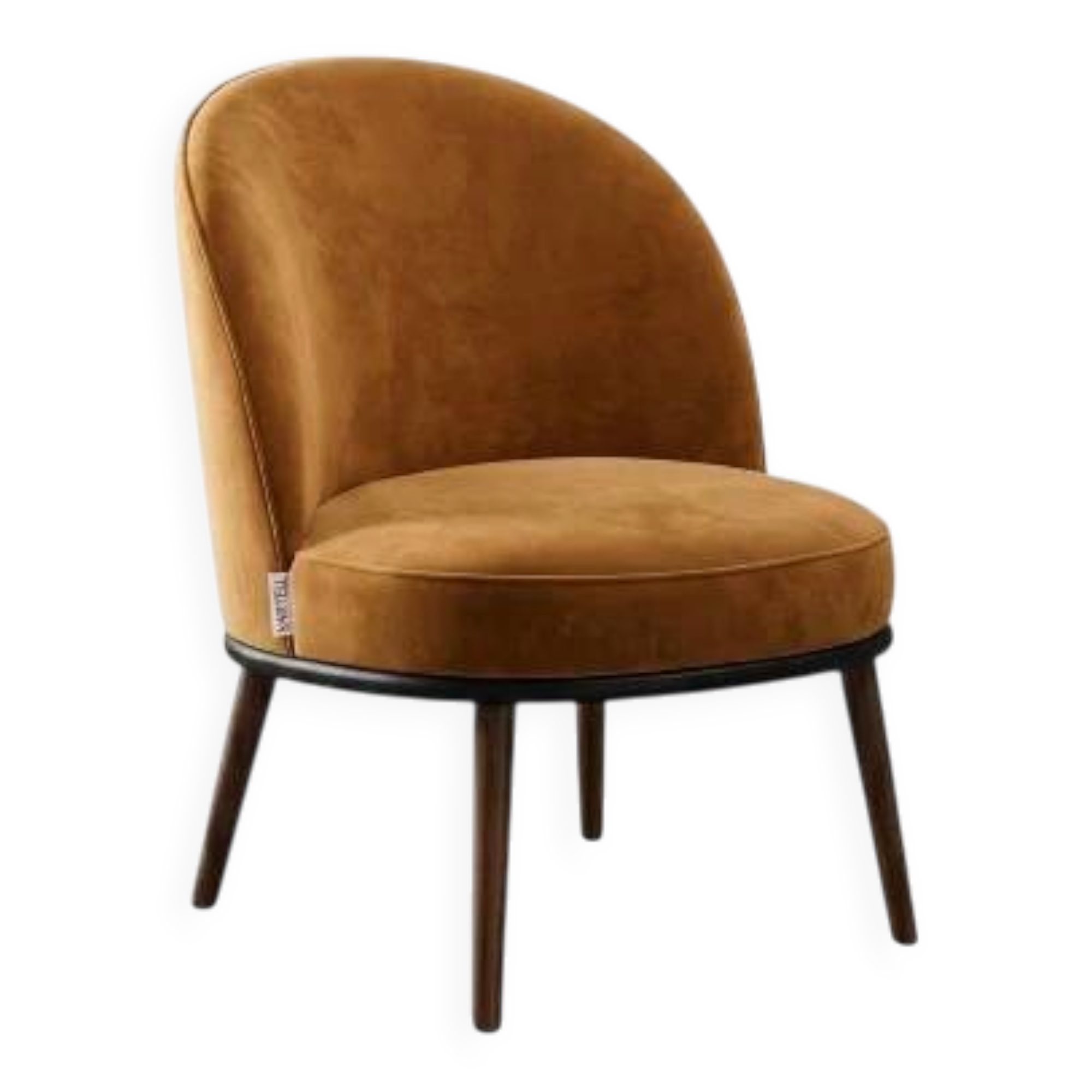 Fauteuil en velours marron avec pieds en bois