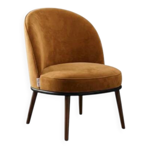Fauteuil en velours marron