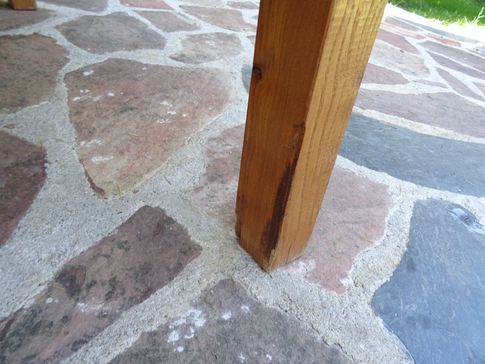 Massive elm coffee table of brutalist spirit