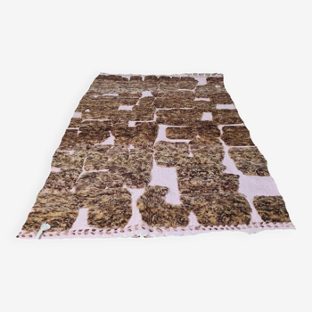 Handmade brown wool berber rug 250 x 150 cm