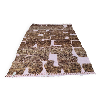 Handmade brown wool berber rug 250 x 150 cm