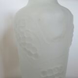 Vase en verre givré, dépoli, made in Italy, décor de pommes et de raisins