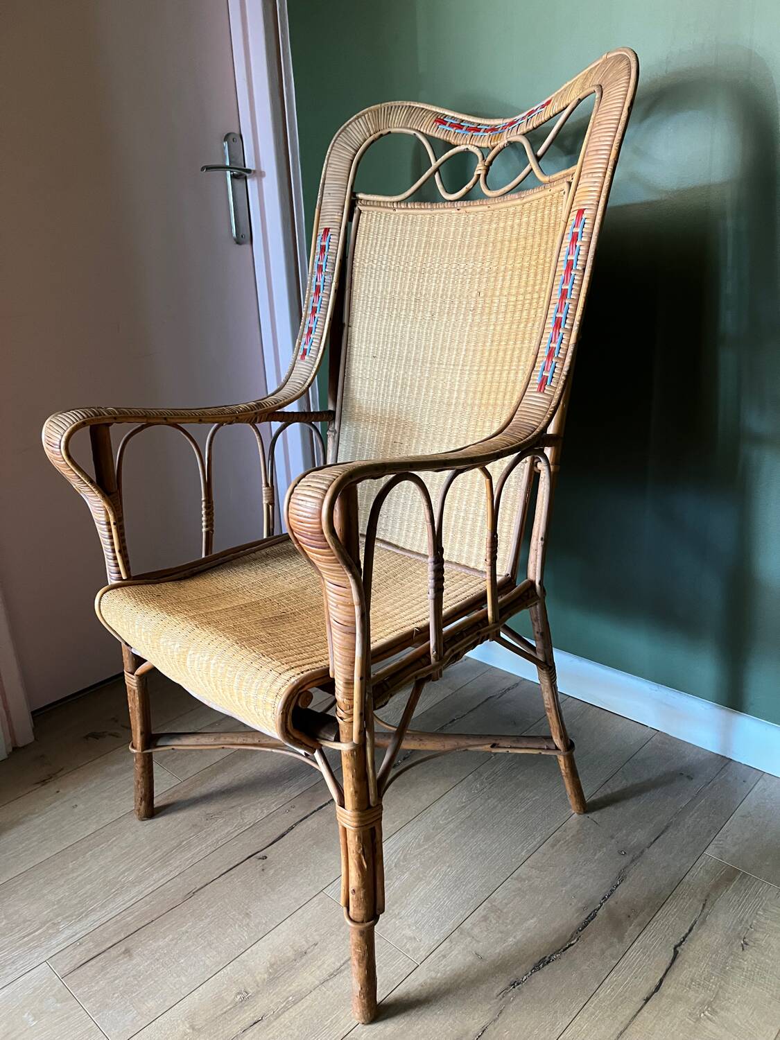 Art Deco armchair in rattan and wicker, 1920s