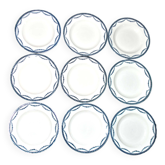 Set of 9 Vincennes soup plates in Earthenware from Salins Terre de Fer garland 24cm