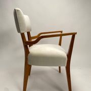 Set of Mid-Century Organic Armchairs in Velvet and Wood in the style of Gio Ponti Style, 1950s