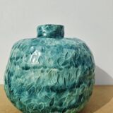 Turquoise round vase 1970 signed