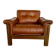 Mid-century vintage Scandinavian leather lounge chair in cognac brown leather