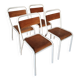 Set of 4 vintage French school chairs – Stackable chairs – 1920s