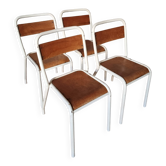 Lot de 4 chaises d’école vintage françaises – Chaises empilables – Années 1