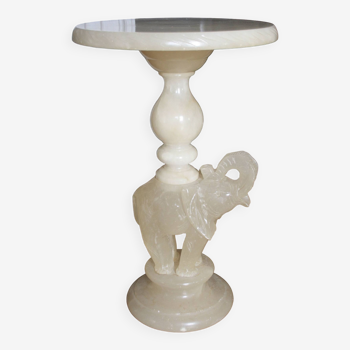 Pedestal table, alabaster end table, marble