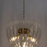 Venini Mid-Century Modern Italian Murano Glass and Brass Chandelier, 1950s