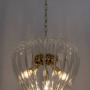Venini Mid-Century Modern Italian Murano Glass and Brass Chandelier, 1950s