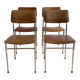 Set of 4 vintage 1970s brown faux leather chairs.