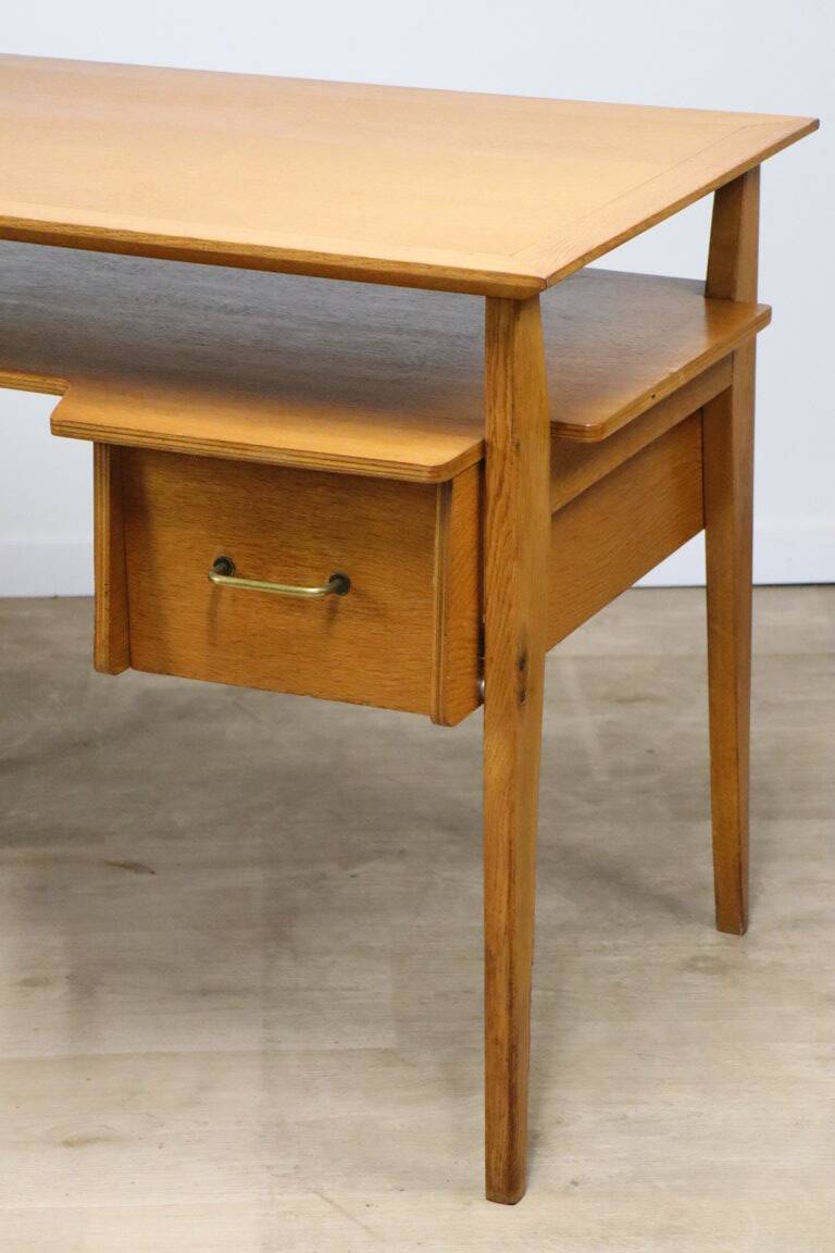 Vintage desk by Roger Landault in oak, 1950