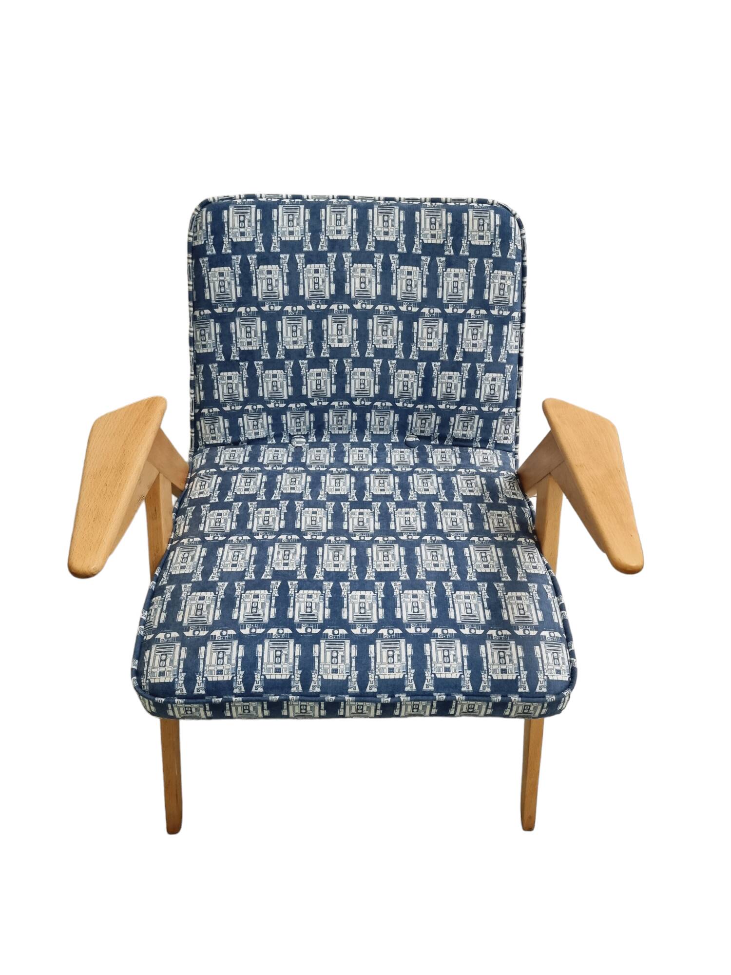 Pair of Mid-century modern "Bunny" armchairs with footstool, J. Chierowski, 1970's, Polish